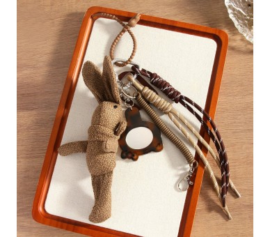 Porte-clés de sac avec lapin et miroir