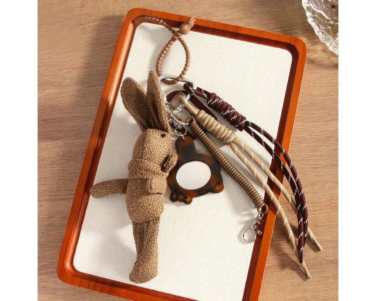 Porte-clés de sac avec lapin et miroir