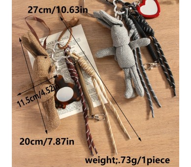 Porte-clés de sac avec lapin et miroir