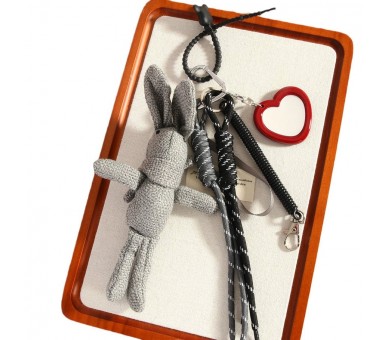 Porte-clés de sac avec lapin et miroir