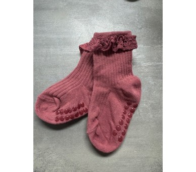 Jolies chaussettes antidérapantes bordeaux clair