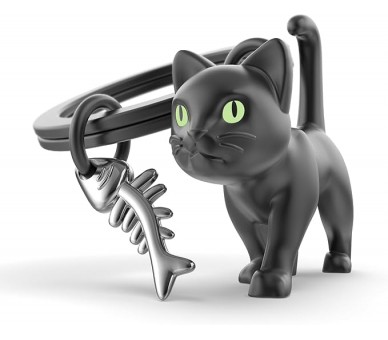 porte-clés Metalmorphose en forme de chat noir