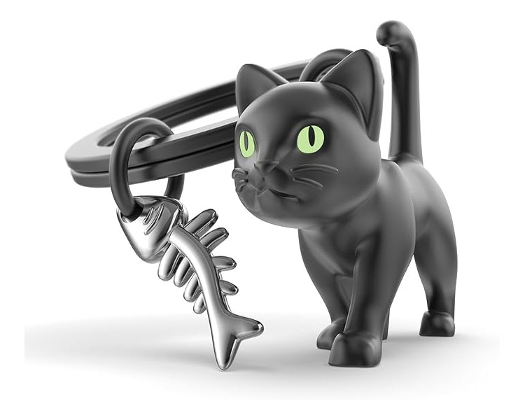 porte-clés Metalmorphose en forme de chat noir