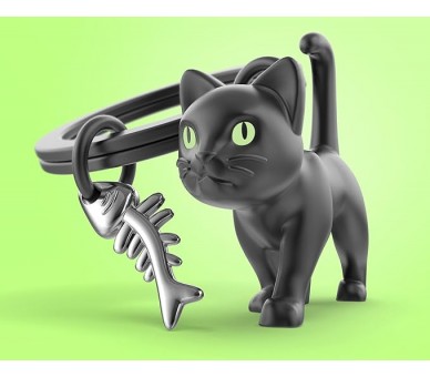 porte-clés Metalmorphose en forme de chat noir