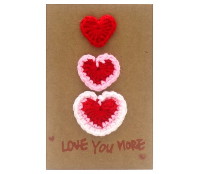 Positive Knitted Gift Card 14x9.5cm Cœurs