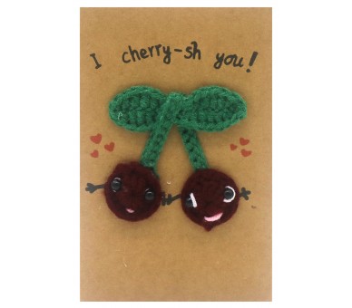 Positive Knitted Gift Card 14x9.5cm Cerises