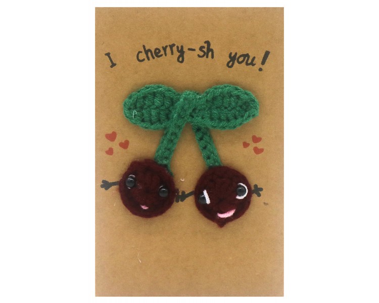 Positive Knitted Gift Card 14x9.5cm Cerises
