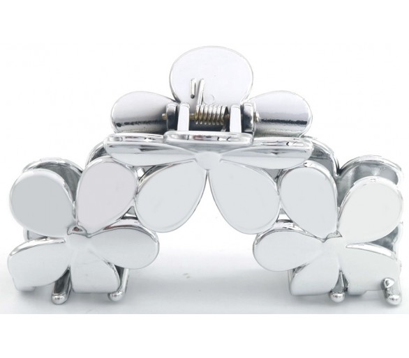 Hair Claw 9.5cm Fleurs Silver
