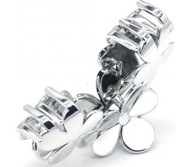 Hair Claw 9.5cm Fleurs Silver