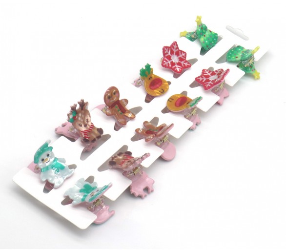 Hair Claw Ensemble Noël 12pcs