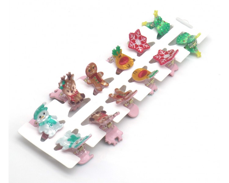 Hair Claw Ensemble Noël 12pcs