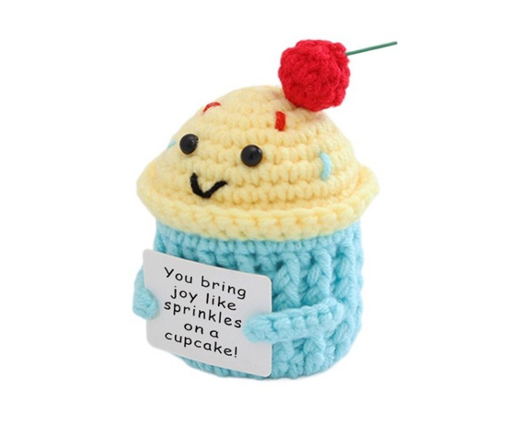 KNITTED POSITIVE CUPCAKE 10CM