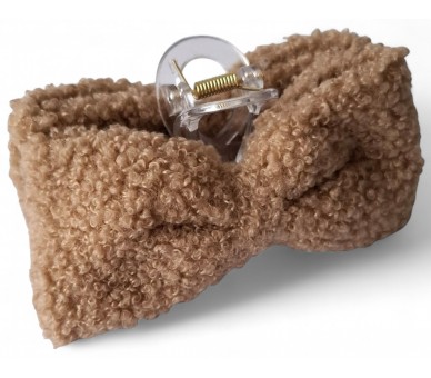 HAIR CLAW TEDDY BOW 10.5CM BRO