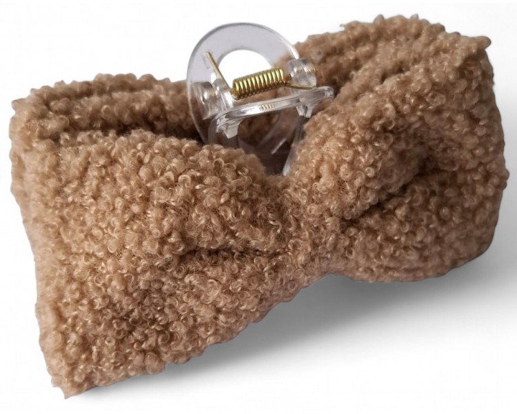 HAIR CLAW TEDDY BOW 10.5CM BRO