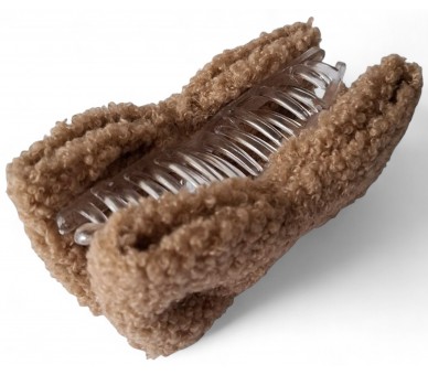 HAIR CLAW TEDDY BOW 10.5CM BRO