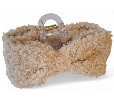 HAIR CLAW TEDDY BOW 10.5CM BEI