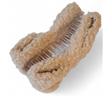 HAIR CLAW TEDDY BOW 10.5CM BEI