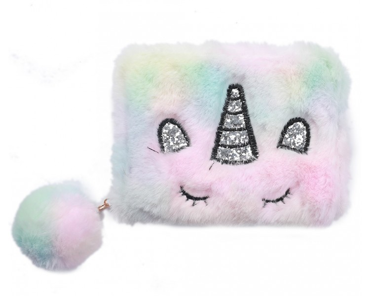 Fluffy Portemonnee Unicorn 14x9x2cm