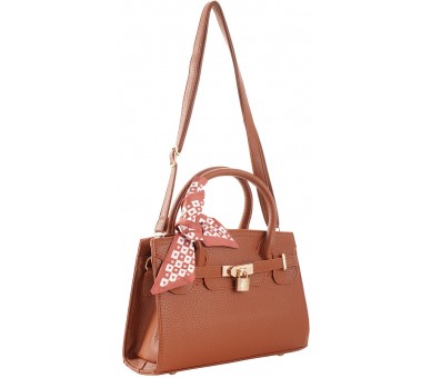 PU BAG WITH SCARF 28X20X9CM BR