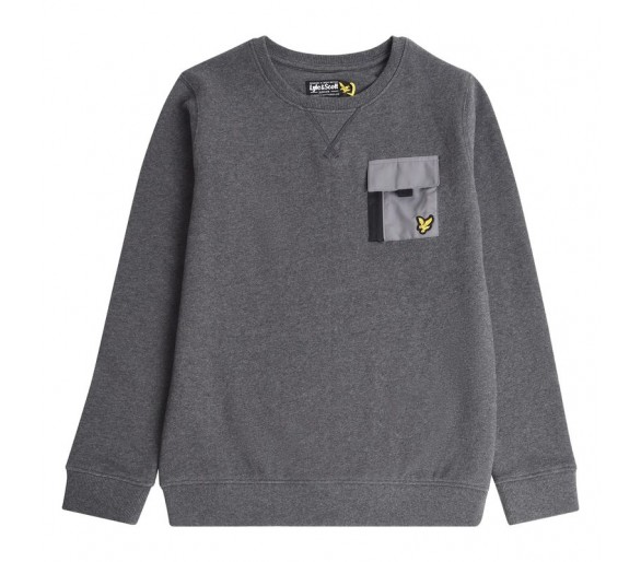 LYLE & SCOTT : ZIP POCKET BB SWEAT CHARCOAL GREY M