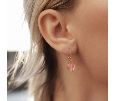 Boucles d'oreilles fines en forme de grand cœur rose