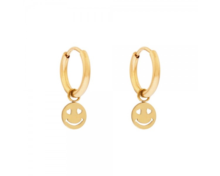 Petites boucles d'oreilles avec pendentif smiley