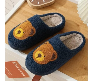 Pantoufles : Ours sur fond blue