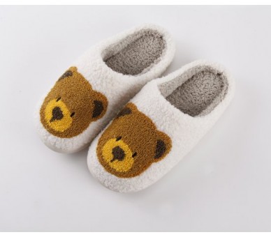 Pantoffels : Beer op beige achtergrond