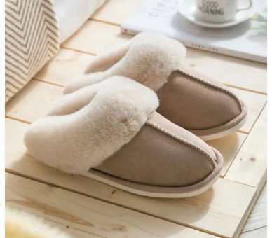 Elegante Fluffy Pantoffels beige