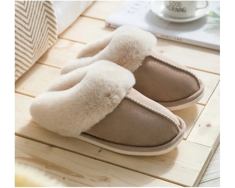 Elegante Fluffy Pantoffels beige