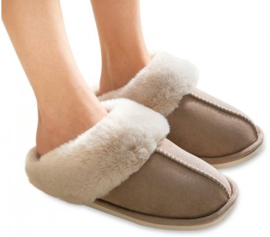 Elegante Fluffy Pantoffels beige