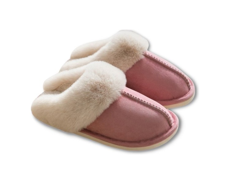 Pantoufles élégantes et duveteuses roses