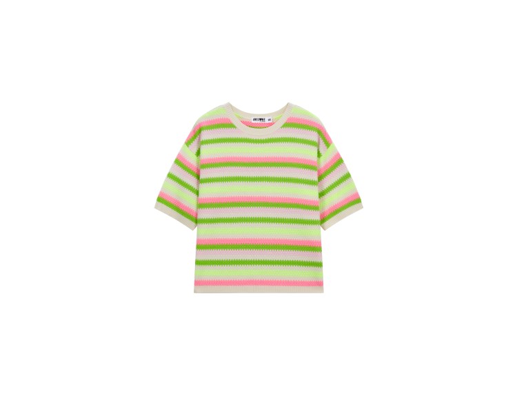 SOMEONE : Pull korte mouw met fluo strepen