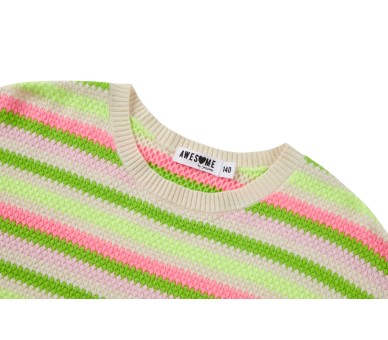 SOMEONE : Pull korte mouw met fluo strepen