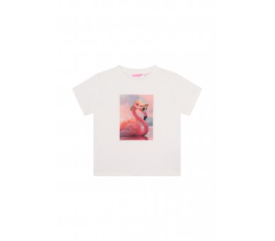 SOMEONE : T-shirt km met flamingo