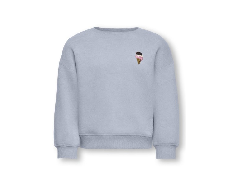 KIDS MINI GIRL : Effen sweater met kleine printje