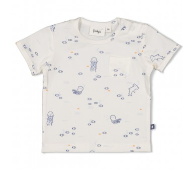 FEETJE : T-shirt AOP - Bleu Océan Blanc cassé