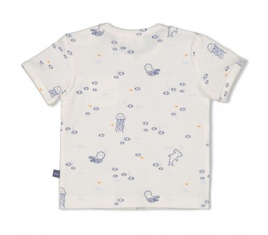 FEETJE : T-shirt AOP - Bleu Océan Blanc cassé