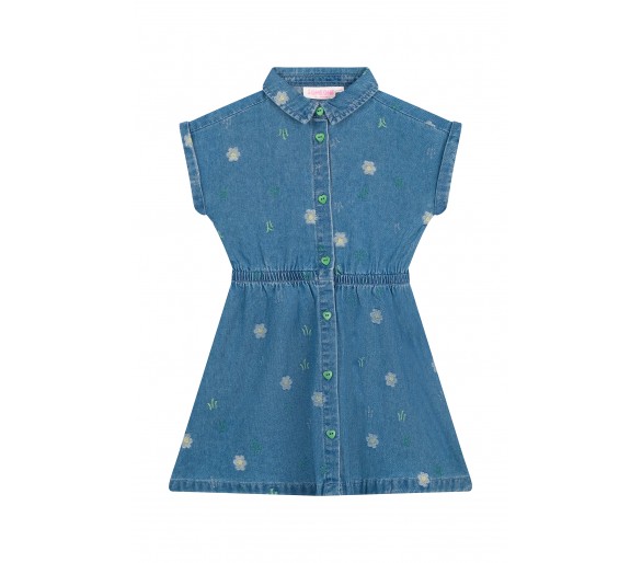 SOMEONE : robe à manches courtes bleu denim