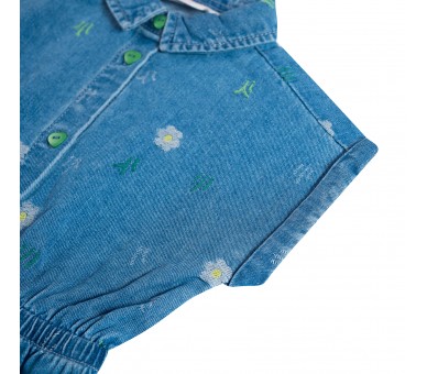 SOMEONE : robe à manches courtes bleu denim