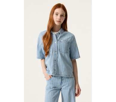 GARCIA : Top en jean rayé