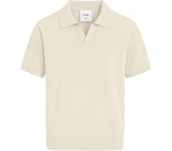 GRUNT : gebreide poloshirt met korte mouwen