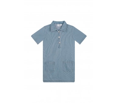 SOMEONE : robe à manches courtes denim bleu clair