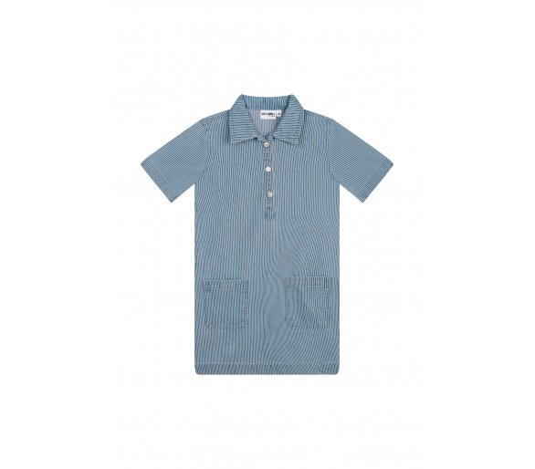 SOMEONE : Jurk met korte mouwen lichtblauwe denim