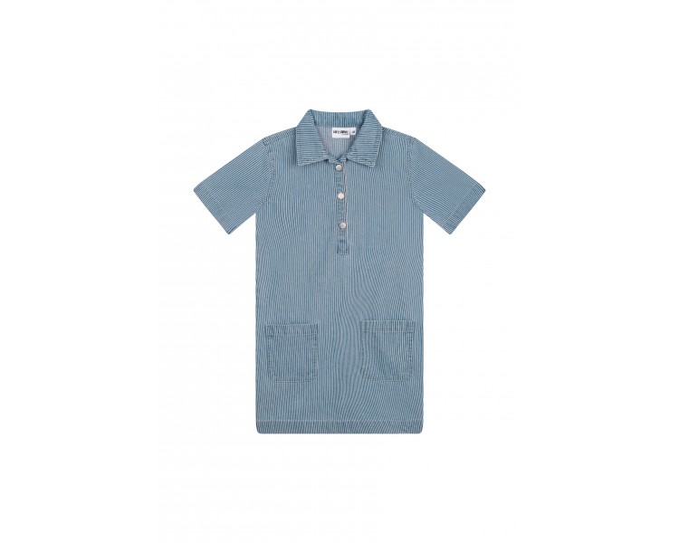 SOMEONE : Jurk met korte mouwen lichtblauwe denim