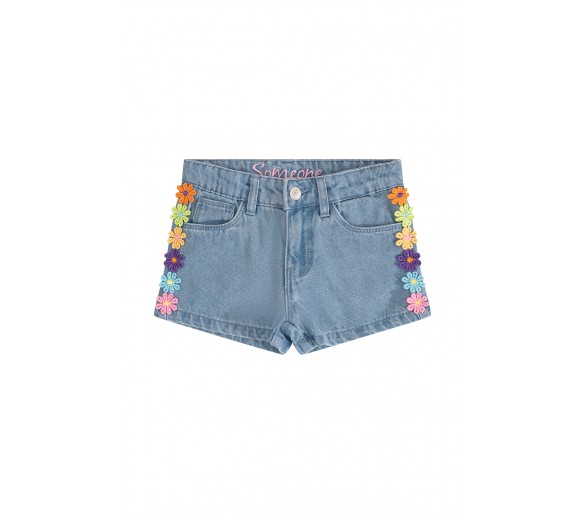 SOMEONE : short en jean bleu denim