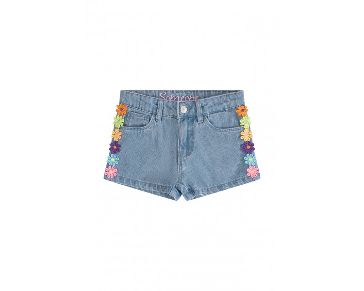 SOMEONE : short en jean bleu denim