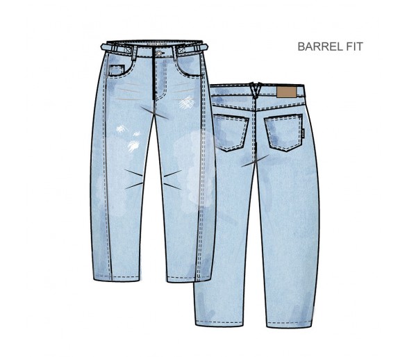 RETOUR : Pantalon en denim bleu moyen
