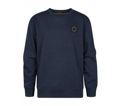 PETROL : Effen sweater met klein logo