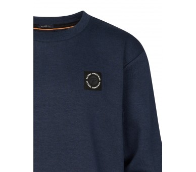 PETROL : Effen sweater met klein logo